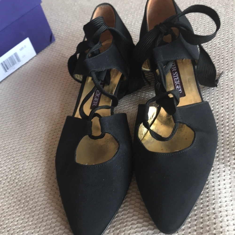 Walter Steiger black silk tie evening pumps